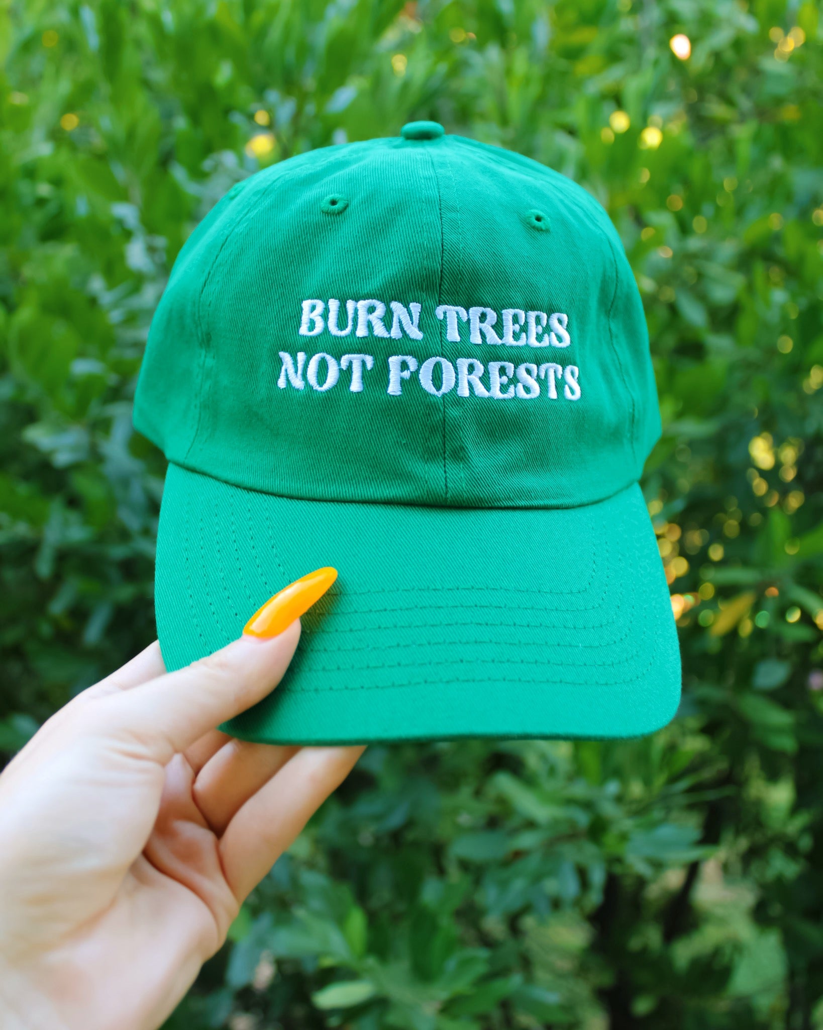 Burn Trees Not Forests Dad Hat